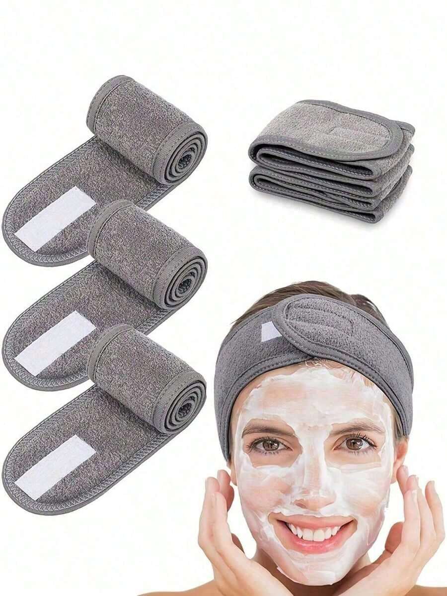 Adjustable Head Bands Solid Color Non Slip Hair Hoops Suitable For Spa Face Washing Skin Care Make Up Head Bands Adjustable Wide Hairband Yoga Spa Bath Shower Makeup Wash Face Cosmetic Headband For Women Ladies Make Up Accessories.Sponge High Skull Crown Twist Headband, Wrist With Towel, Velvet Cloud Headband, Women's Face And Hair Button Home Bathroom Decor Fall Decor Back To School Hair - 彩色 - 查看 1