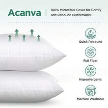 2pcs White Pillow Inserts, Full Size Renewable Fiber Pillow Inserts, Suitable For Bed, Sofa, Living Room, Bedroom, Office, Decorative Pillows, Bed And Car Support Pillows - 2pcs White - View 5