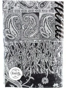 Paisley Pashmina Scarf For Women PASKMLNA - #24Negro/Whtie - View 6