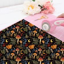4pcs Plant & Mushroom Pattern Polyester Fabric, 17.71x19.68 Inches Pre-Cut Fabric, Vibrant Mushroom & Squirrel Design, Suitable For Quilting, Patchwork, DIY Crafts, Storage Bags, DIY Wallet Making - Multicolor - View 3