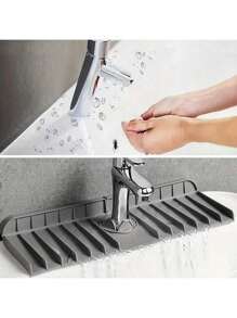 Silicone Kitchen Sink Organizer & Splash Guard - Multi-Functional Draining Tray For Sponge, Soap Dispenser And Cleaning Tools, 5° Incline Design For Faster Drainage, Leak-Proof Countertop Protection, Bathroom Storage | High Rim Organizer | Silicone Sink Mat