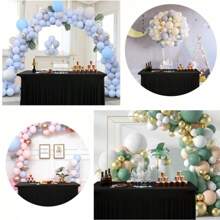 [Mantel negro/blanco] 1 pieza/2 piezas Falda de mesa rectangular negra/blanca, Mantel de mesa plegable de 6 pies de tela de spándex para fiestas, decoración del Día de San Valentín, uso en todas las estaciones