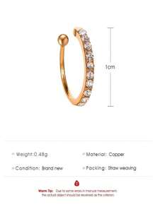 1pc Women Classic Rhinestone Decor Minimalist Clip-On Earring, Suitable For Everyday Wear