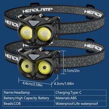 1pc Rechargeable LED Headlamp,Flashlight With Type-C Charging, Lightweight Head Lamp For Camping, Hiking, Fishing, Adventure, Climbing - Adjustable Strap, One-Touch Switch, Multi-Speed Dimming - Multicolor - View 11