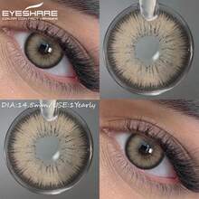 1 par de lentes de contacto de color y aumento para los ojos, de color azul, verde, marrón, gris o negro, de 14,5 mm, lentes cosméticos desechables anuales para citas, uso diario o fiestas - Desechable Anual - Ver 5