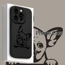 Funda de teléfono mate con diseño de perro luchador francés, impreso con tinta UV, que ofrece protección completa de 360 grados para varios modelos de , incluyendo 17, 16, 11, 12, 13, 14, 15 Pro Max,  Plus, SE y Mini. También está disponible una versión con patrón de planta en maceta con las mismas especificaciones. - Negro - Ver 7
