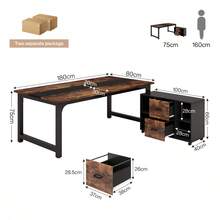 Tribesigns Escritorio, 160 X 80 Cm Escritorio de computadora grande, mesa de oficina, para sala de estudio, estación de trabajo para oficina en casa, estilo moderno y sencillo, marrón vintage-negro - Marrón - Ver 2