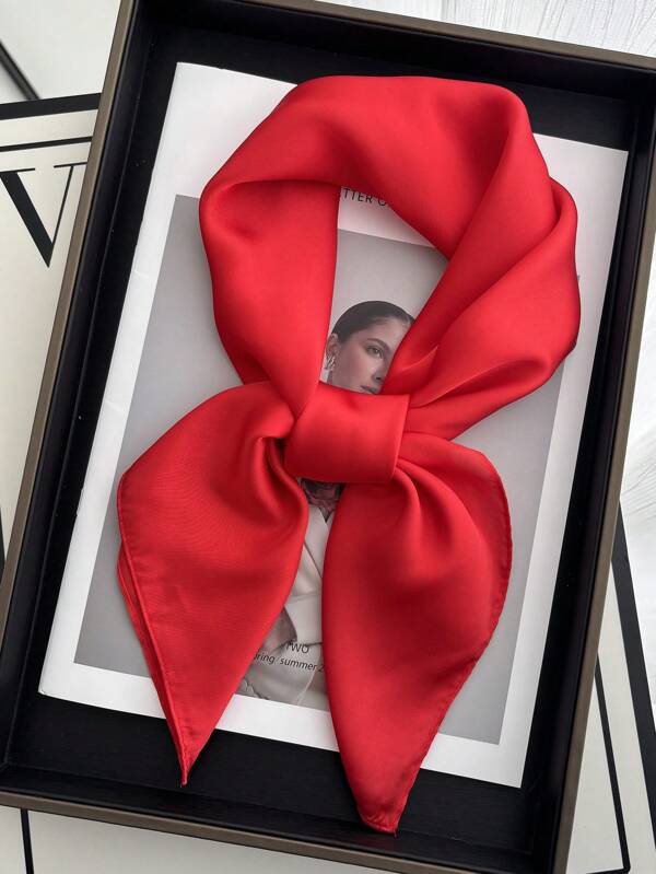 1pc Women Plain Printed Bandana, Neckerchief Headscarf Shawl For Daily Use