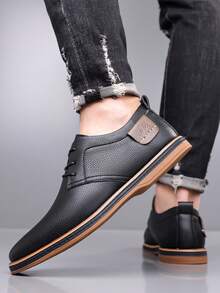 Giày Oxford cổ điển trang trọng dành cho nam, giày Oxford buộc dây nhẹ dùng cho công sở và thường ngày - màu đen - Xem 4