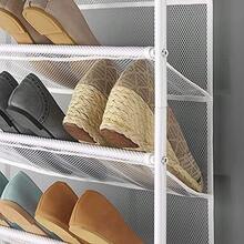 Over The Door Shoe Organizer - Holds Up To 36 Pairs Of Shoes - Metal & Mesh - White - Beige - View 5