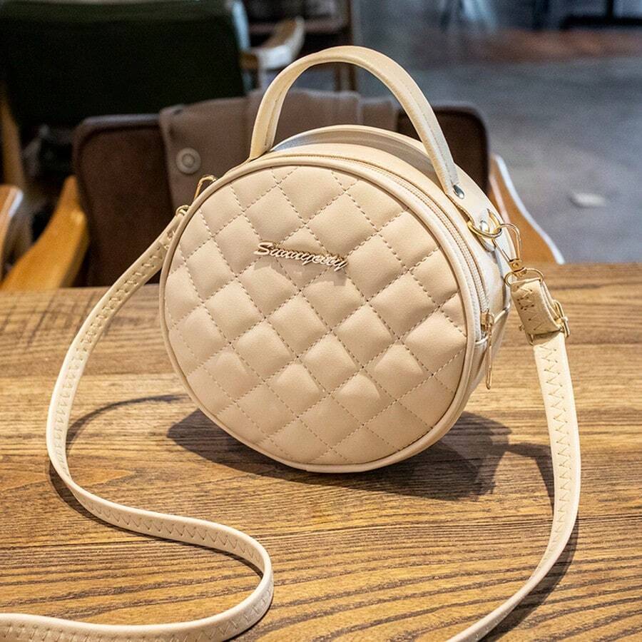 1 Quilted Cute Women's Shoulder Bag, Classic Hardware Decoration Mobile Phone Coin Purse, Dating Shopping Cross-Body Bag - Beige - View 1