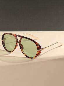 1 Pair Women's Oversized Retro Minimalist Fashion Fashion Glasses, Suitable For Beach And Travel Aviator Shape Shades - Multicolor - View 10