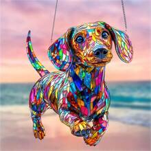 1 pieza Decoración acrílica de Dachshund de 8 pulgadas x 6.7 pulgadas - Decoración colgante de plástico acrílico y colorido de 8 pulgadas x 6.7 pulgadas, arte de pared con tema animal, decoración para el hogar para el dormitorio, la cocina, el jardín exterior, regalo de inauguración de la casa para amantes de los perros
