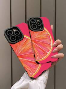 1 pieza Funda de teléfono de silicona suave con patrón de rosa y limón, rayas verticales y clásicas, compatible con Apple y 16/16PLUS/18PRO/26PROMAX