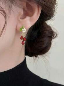 1 Pair New Jewelry Flower & Tassel Design Earrings, Long & Short Style, Sweet & Fashionable, Suitable For Parties, Dates, Gifts