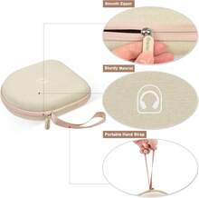 Headphone Case Compatible With Sony WH-CH520 Wireless Headphones Bluetooth On-Ear Headset With Microphone, Over Ear Noise Cancelling Earphone Bag For USB Cable For Work- Black (Box Only) (Beige) - Beige - View 1
