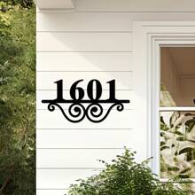 1pc Art Deco Metal House Number Sign For Front Door, Customizable Street Address Plaque, Wall Mount Home Decoration, Ideal For Porch - Thanksgiving Occasion Indoor Display