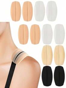 2pcs/6pcs Silicone Bra Strap Clips, Nude + White + Black, Non-Slip Shoulder Pads, Soft Invisible Bra Strap Protectors, Invisible Non-Slip Fixation For Bra Underwear To Prevent Straps From Falling Off, Traceless Artifact Shoulder Pads, Silicone Decompression Shoulder Pads