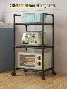 1 pieza Estantería de almacenamiento de cocina de 3-6 niveles, organizador de especias para horno microondas, estantería rodante de varios niveles para el piso - Multicolor - Ver 2