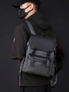 Fashionable Men's Large Capacity Backpack, Business Convenient Casual Laptop Bag, Stylish Travel Rucksack 2000s Style - Multicolor - View 2