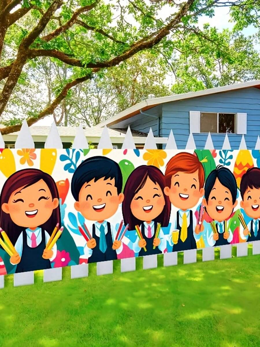 Back To School Scene Decoration Props, Classroom & Campus Decorative Banner, Creative Campus Atmosphere Background - Multicolor - View 1