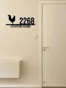 1pc Customizable Metal Rooster Plaque - Family Name Address Sign, Suitable For Home, And Outdoor Decor - Multicolor - View 3