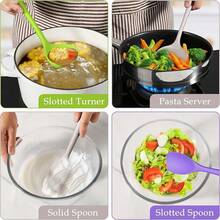Juego de utensilios de cocina de silicona, 8 piezas, juego de espátulas para utensilios de cocina antiadherentes, gadgets de cocina resistentes al calor que incluyen cuchara de silicona, volteador, espátula, cucharón, apto para lavavajillas, rosa - Multicolor - Ver 7