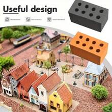 微型粘土积木，50/100/200 块可重复使用的 8 孔迷你粘土砖，逼真的 DIY 微型积木，带 8 孔普通砖块套装，用于微型建筑场景和盆景装饰的假积木