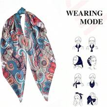 35 Inches Silk Head Scarf-Satin Hair Scarves Silk Bandana Scarf Headscarf For Women's Fashion Scarveshalloween - 佛藍腰果 - 查看 9