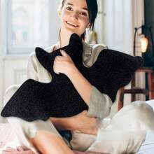 Halloween Bats Plush Pillow, 16 Inch Bat Shaped Throw Pillows, Halloween Gothic Black Bat Stuffed Pillow For Couch Sofa Bed Car Decoration