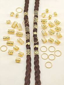 50 件/套金色太阳混合设计头饰和发饰，时尚嬉皮风格，适合女性和女孩，夏季海滩装饰发夹