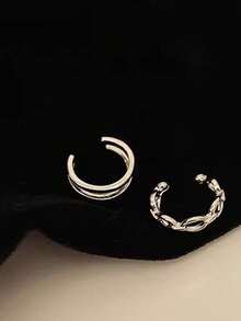 1 Set Simple Silver Chain Clip Earrings, Fashionable Design Suitable For Daily Wear, A Practical Gift For Those Who Prefer Understated Accessories
