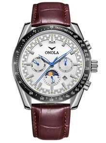 ONOLA Reloj mecánico totalmente automático de ONOLA 6835 con estilo de lujo ligero, con diseño de sol, luna y estrellas, exhibición luminosa de la hora mundial, numerales romanos y ajuste de fecha/hora. Es un reloj de alta calidad para negocios y ocio, adecuado como un regalo elegante para uso diario y ocasiones formales, y un durable reloj de tiempo