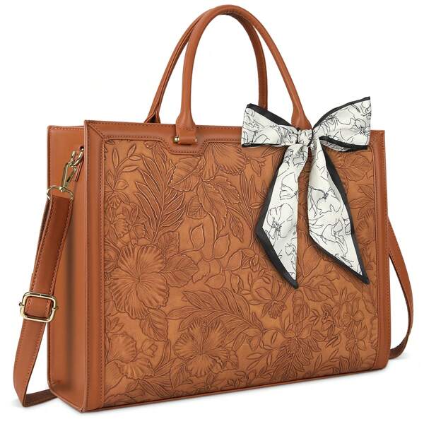 NEWHEY 15.6 Inch Women's Laptop Bag Waterproof Leather Briefcase Computer Business Lightweight Office Tote Shoulder Bag