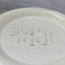 6pairs/Set Silver Plated Simple Heart And C Shape Stud Earrings For Women Gifts For Mom Or Girlfriend