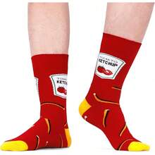 Men's Funny Novelty Crazy Pattern Dress Socks For Gifts - Black/Blue/Red/Brown/Multicolor Food-12m - View 6