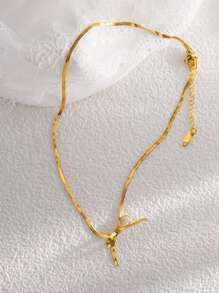 UHBINYCA Collar de clavícula en forma de lazo de acero inoxidable, joyería de personalidad, accesorio de fiesta para chica, cadena tipo hueso de serpiente