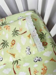 Laura Baby 2-Piece Sheet Set For American Standard Crib Or Mini Crib 100% Cotton - 綠色野生動物園 - 查看 2