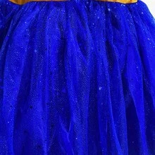 vestido corte de princesa  para las pequeñas con corana tela  de lentejuela transparente - azul/dorado/amarilo - Ver 4