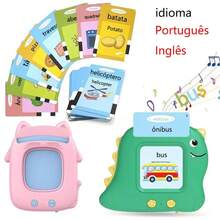 Brinquedo Card Infantil Cartão Fala Inglês Português Dino Apraxia Alfabetização 224 Palavras - Multicolorido - Visão 2