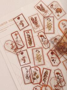 30 Stücke PET Pflanzendekoration Aufkleber, Vintage Rahmen Aufkleber, Pflanzen & Blumen Dekor Aufkleber, transparente wasserfeste DIY Sammelalbum Dekoration Aufkleber Schulmaterial, Schulanfang