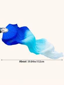 1pc Belly Dance Folding Fan, Extended Flowing Double-Sided Silk Fan, Ombre Gradient Long Chiffon Fan, Performance Fan, Chinese Style Practice Fan - Multicolor - View 11