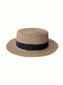Sombreros de sol para mujer, sombrero de paja tipo boater de ala ancha, plegable y empaquetable para playa, talla ajustable (56-58cm) - Multicolor - Ver 11