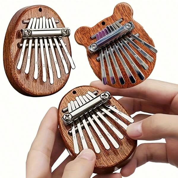1pc Thumb Pianos Kalimba: 8-Key Mini Kalimba, High-Quality Exquisite Finger Piano, Marimba Music, High-Quality Accessory Pendant Gift, Christmas And Halloween Gift, Thanksgiving Gift, Music Fun And Travel Thumb Piano, Mini Portable Beginner Thumb Piano, Birthday Gift, Holiday Gift, Graduation Gift