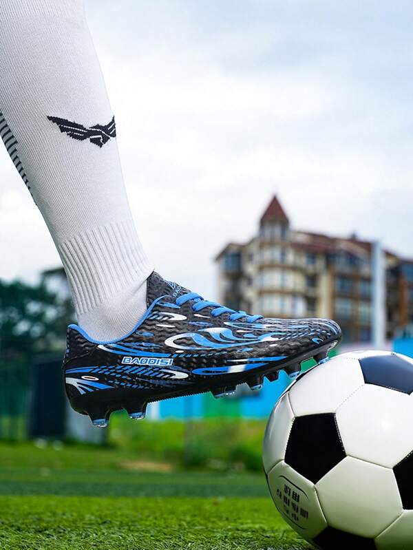 Neuer jugendlicher Jungen- und Mädchenschuh; PU-Leder Anti-Verschleiß Langstollen Anti-Rutsch Stabile Profi-Fußballschuhe für täglichen Sport, Sommer Profi Langstollen Fußballschuhe