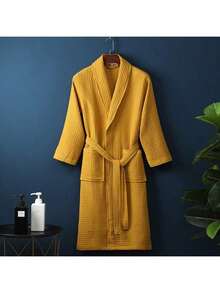 1pc Waffle Bathrobe, Unisex Adult Kimono Robe, Spring/Summer Yukata, Hotel/Spa Robe, Absorbent & Quick-Dry, Loose Fit, Multi-Color, Bathroom & Home Essentials - 彩色 - 查看 5