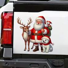 Adesivo per auto di Babbo Natale e renne, finitura opaca, impermeabile, rimovibile, autoadesivo, facile da applicare e staccare, decorazione natalizia rimovibile per auto e pareti - decorazione natalizia usa e getta, decorazione per feste di Natale | Adesivo da parete natalizio cartoonesco, adesivo da parete, adesivo, decorazione per la casa, decorazione per la stanza