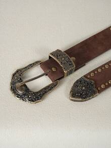 加大码波西米亚风 Y2K 印花腰带，复古牛仔风格女式腰带，适合牛仔裤、连衣裙、日常穿着、派对、音乐节、牛仔女郎造型