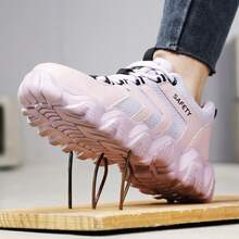GUYISA Women's Safety Shoes, Anti-Crush, Anti-Puncture, Soft, Lightweight, Breathable, Fashion Pink Patchwork, Functional Work Shoes, Suitable For All Seasons - Baby Pink - View 3