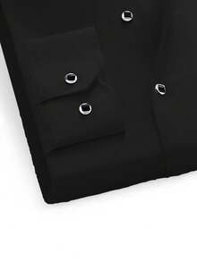 Camicia formale da uomo con bottoni frontali e decorazione in strass, traspirante per tutte le stagioni, manica lunga - nero - Visualizzare 7